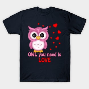 Owl you need is love Valentine's Day Design T-Shirt